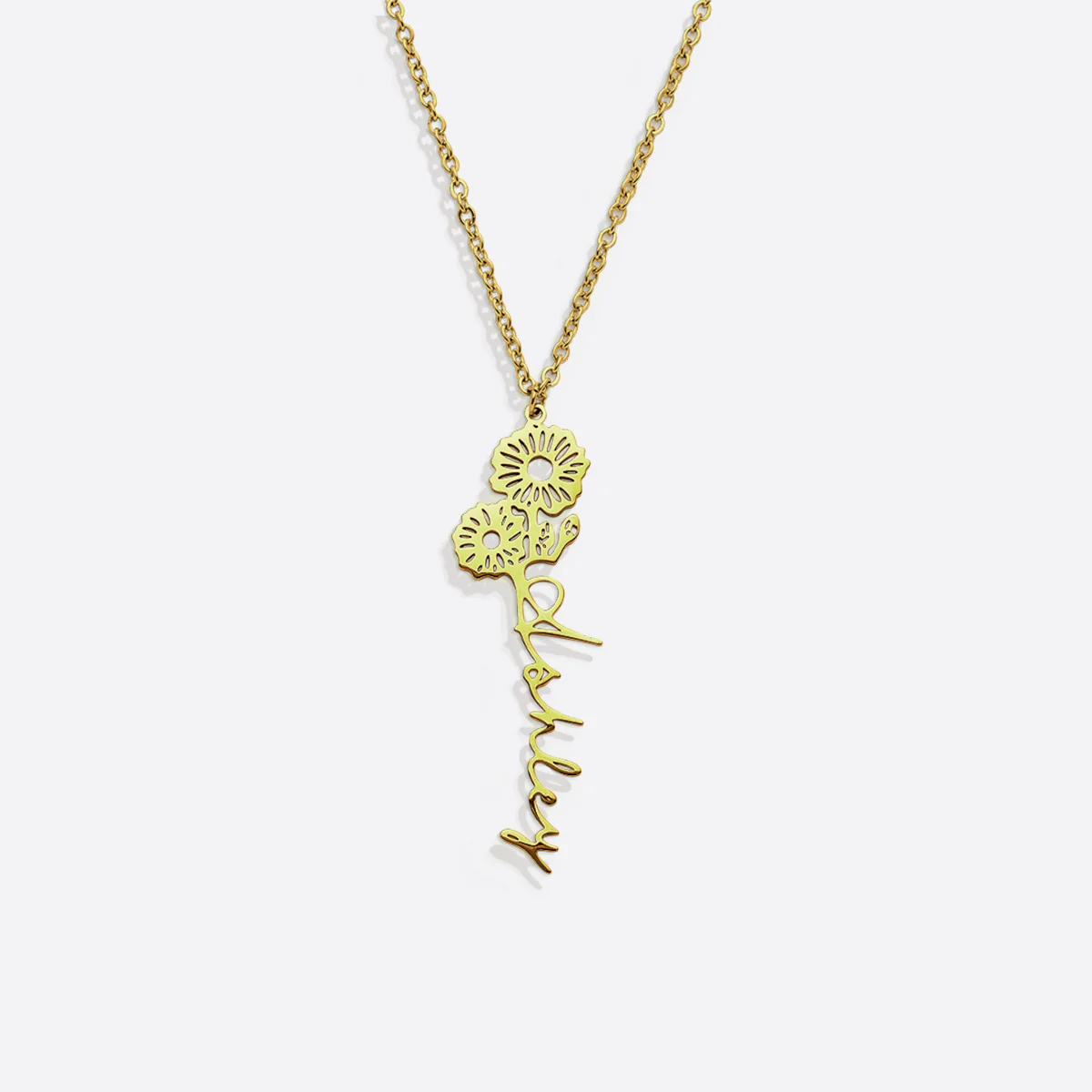 Birth Flower Name Necklace