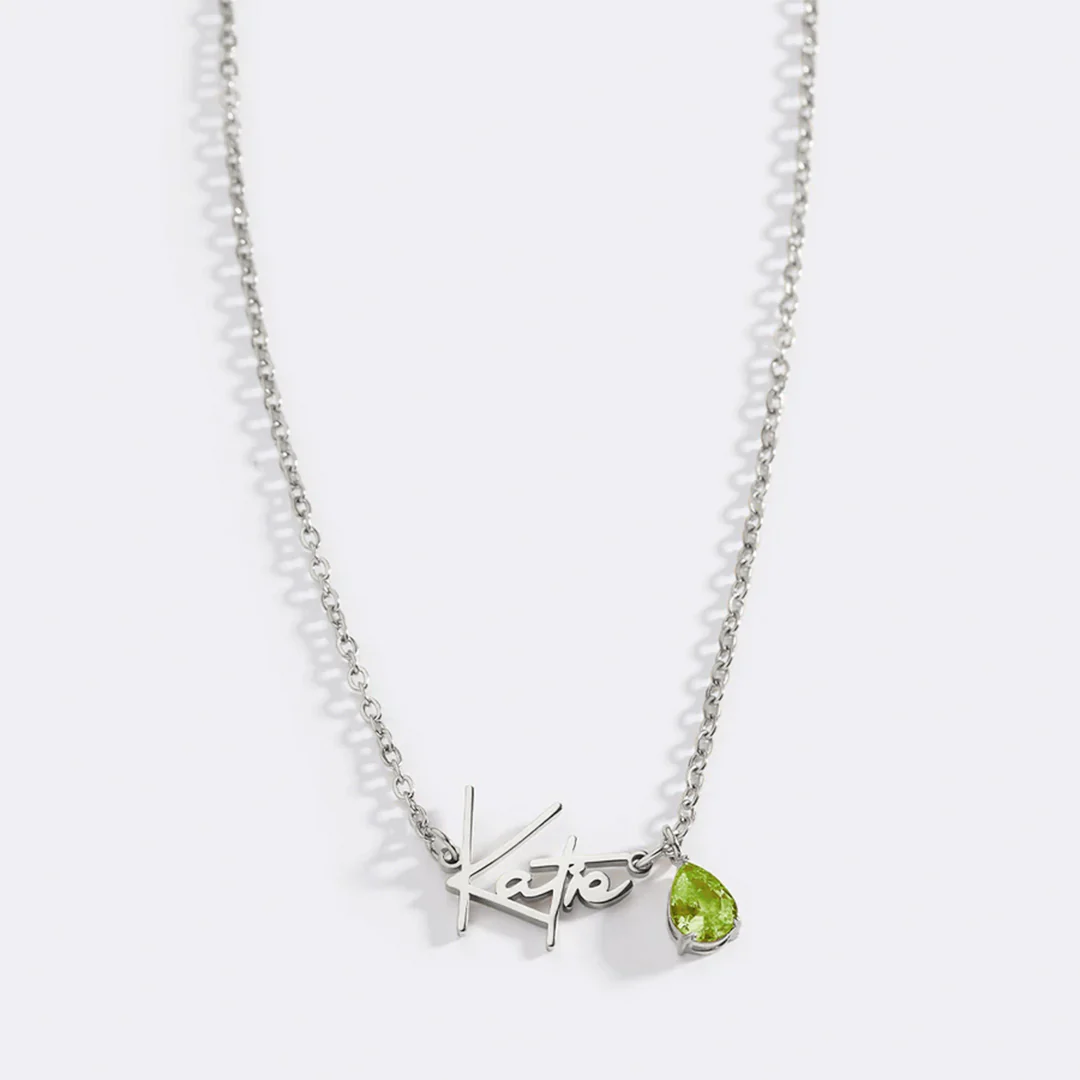 Handmade Birthstone Name Necklace