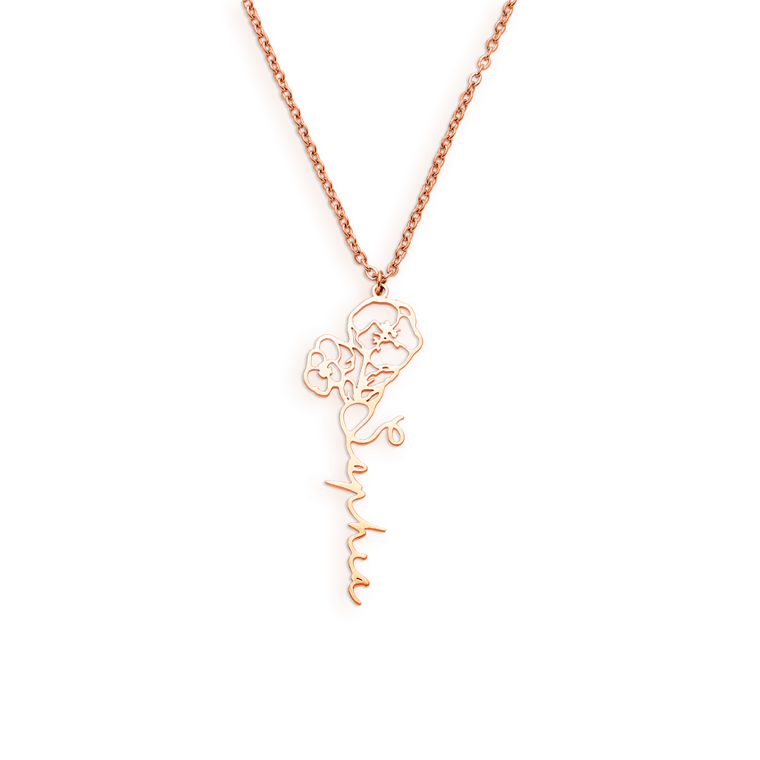 Birth Flower Name Necklace