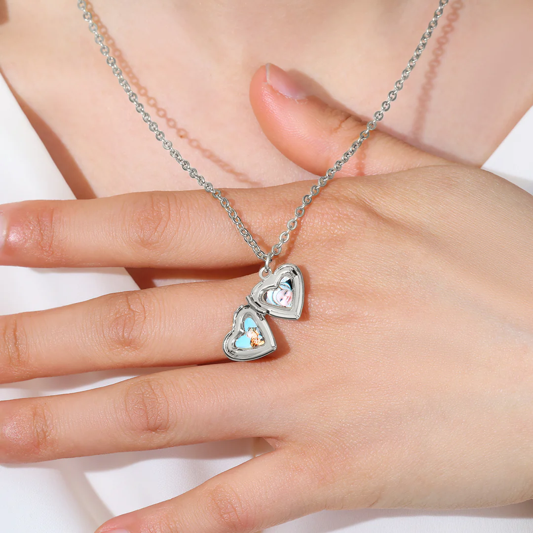 Personalized Heart Locket Necklace