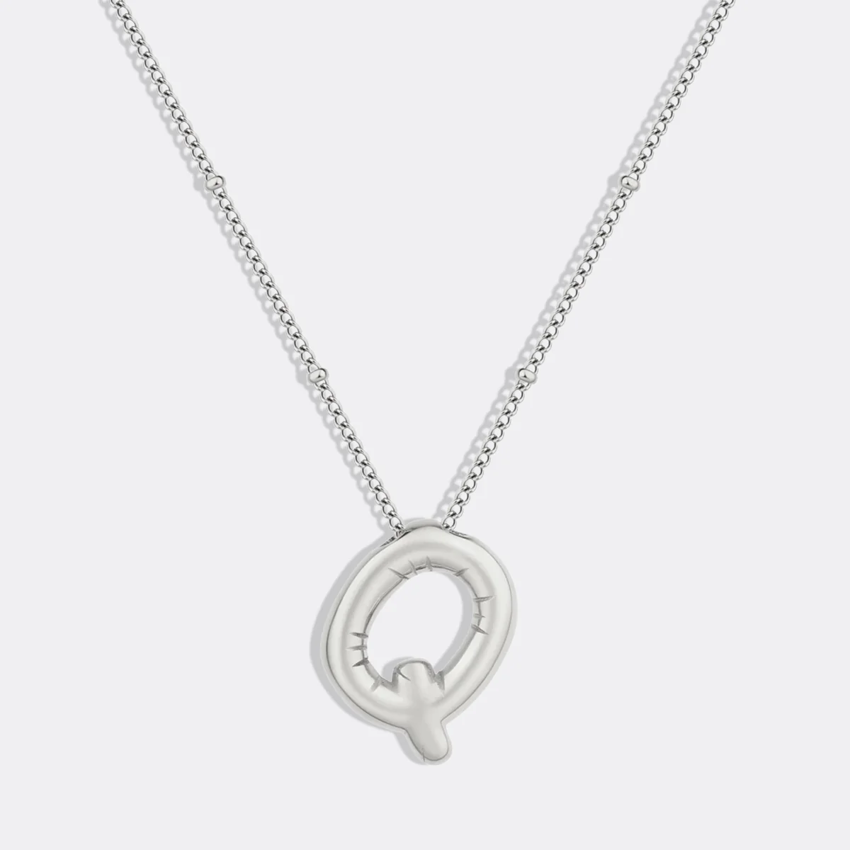 Balloon Initial Necklace with Satellite Chain