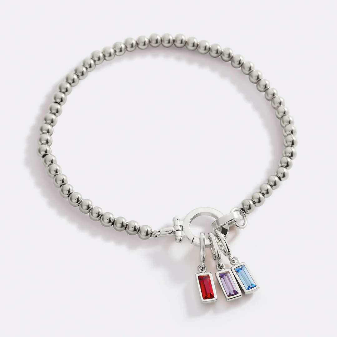 Mint Beaded Birthstone Charm Bracelet