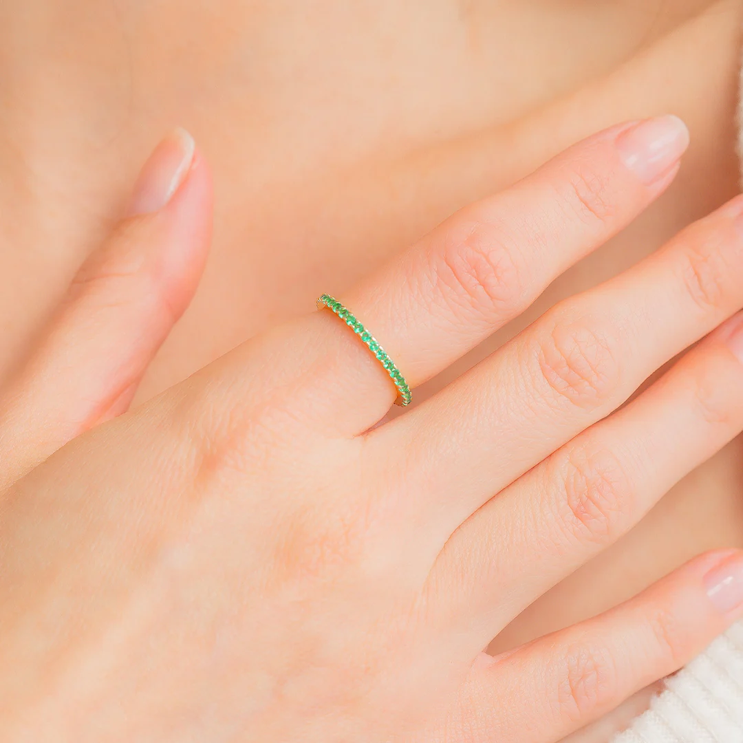 May Birthstone Eternity Stacking Ring