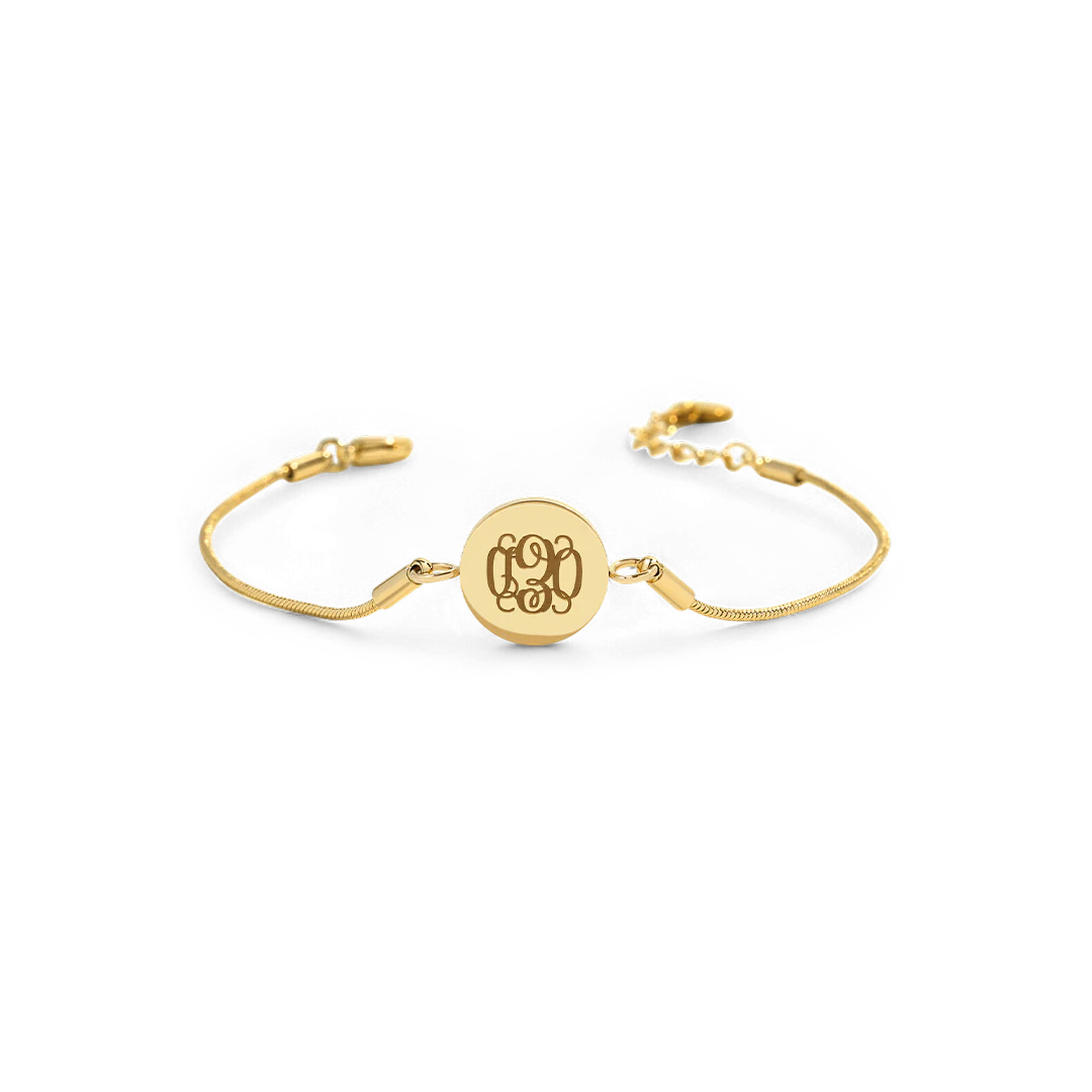 Monogram Initial Disc Bracelet