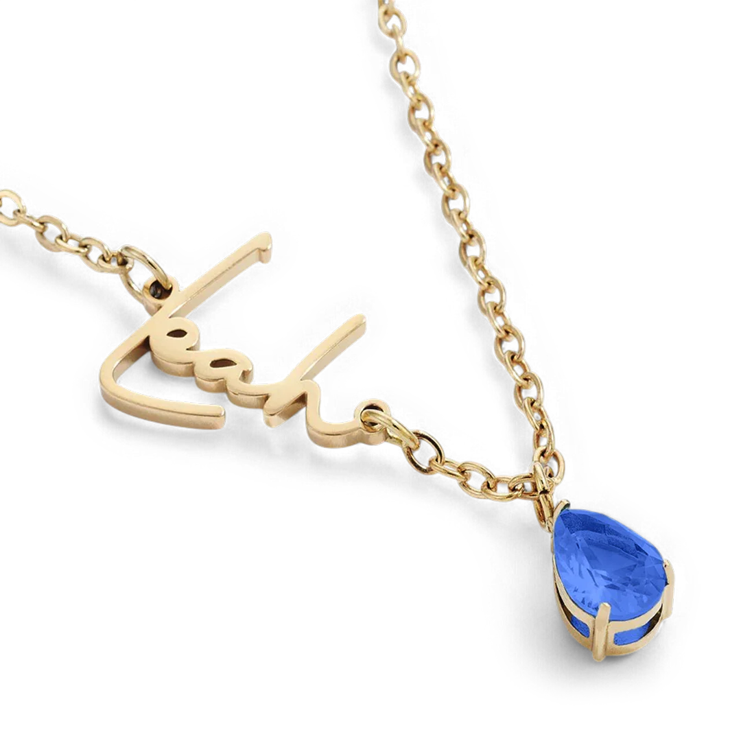 Handmade Birthstone Name Necklace