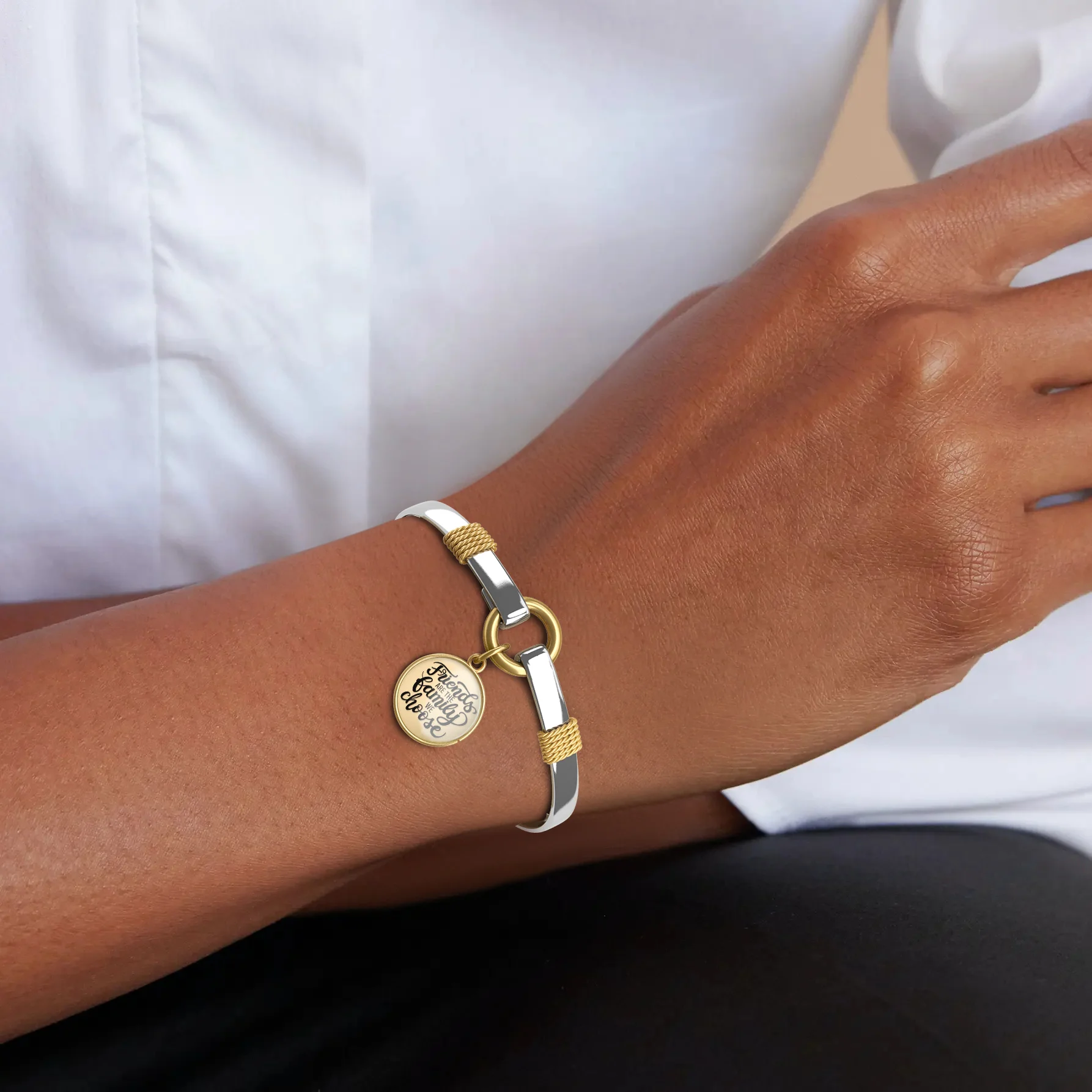 Friends Are The Family We Choose - Gold Background - Two Tone