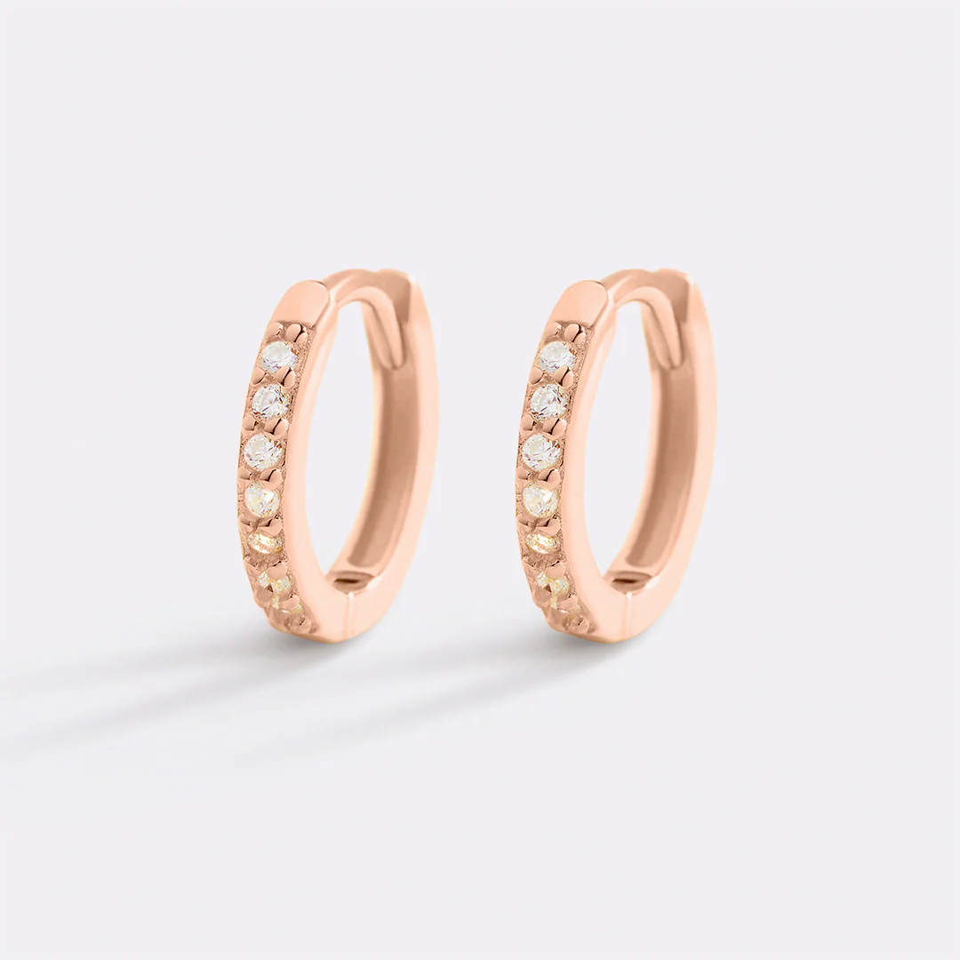 Pave Huggie Hoop Earrings