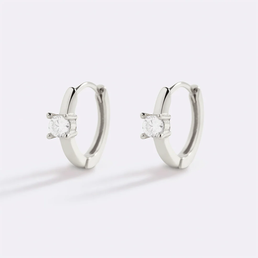 Dainty Single Stone Huggie Hoops