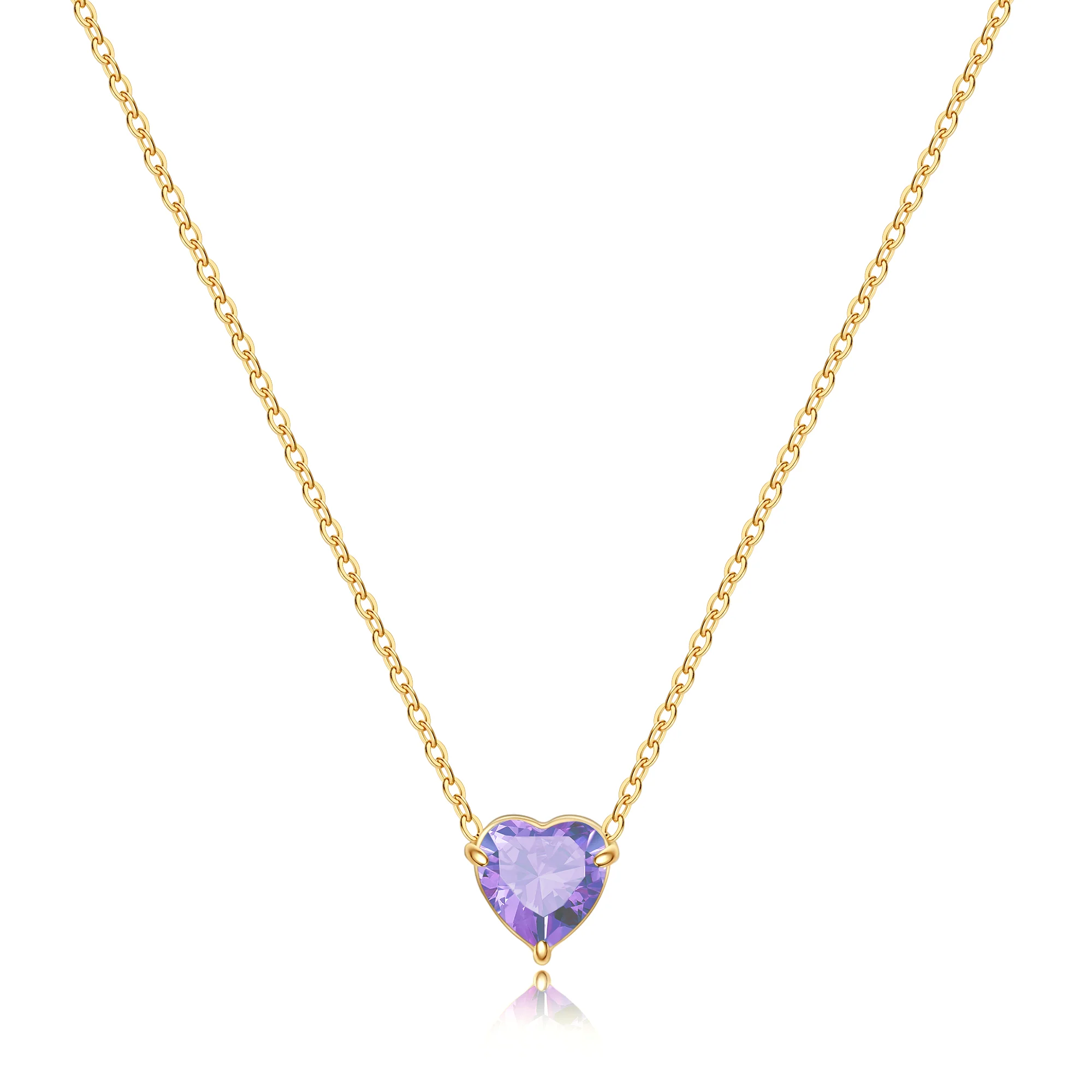 Dainty Birthstone Heart Necklace