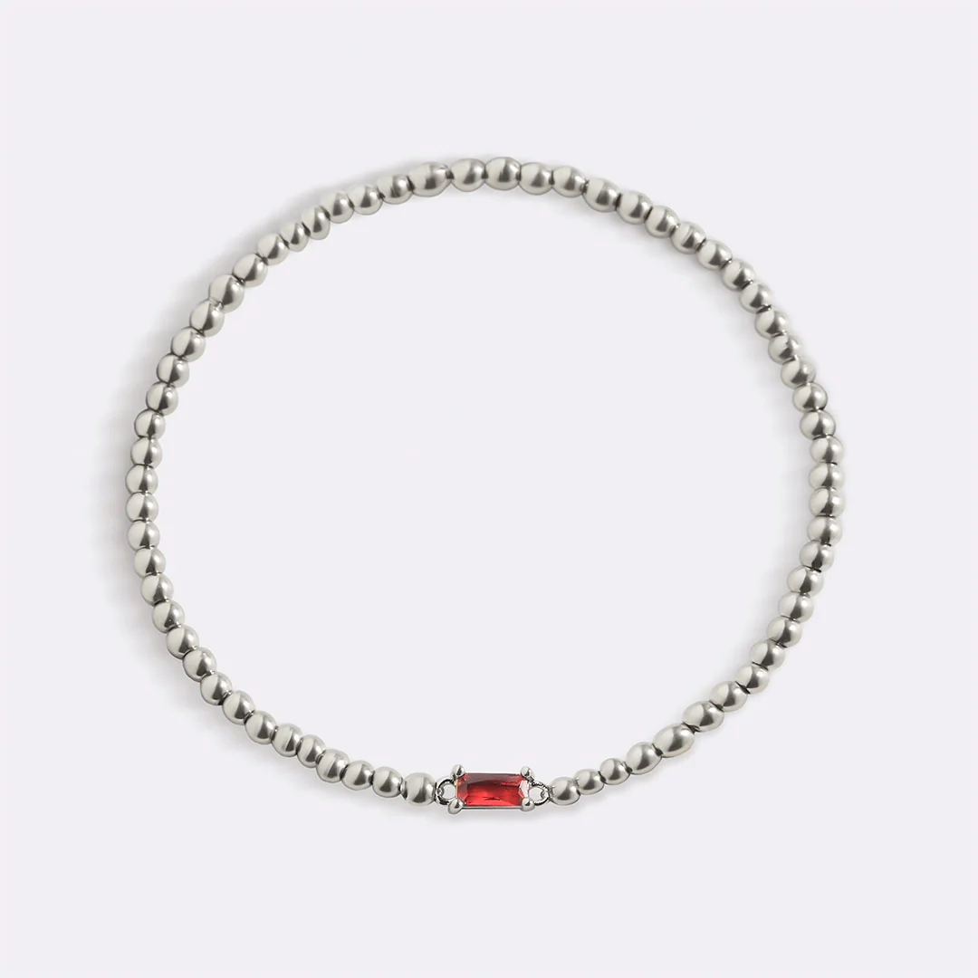 Sterling Silver Beaded Birthstone Bracelet