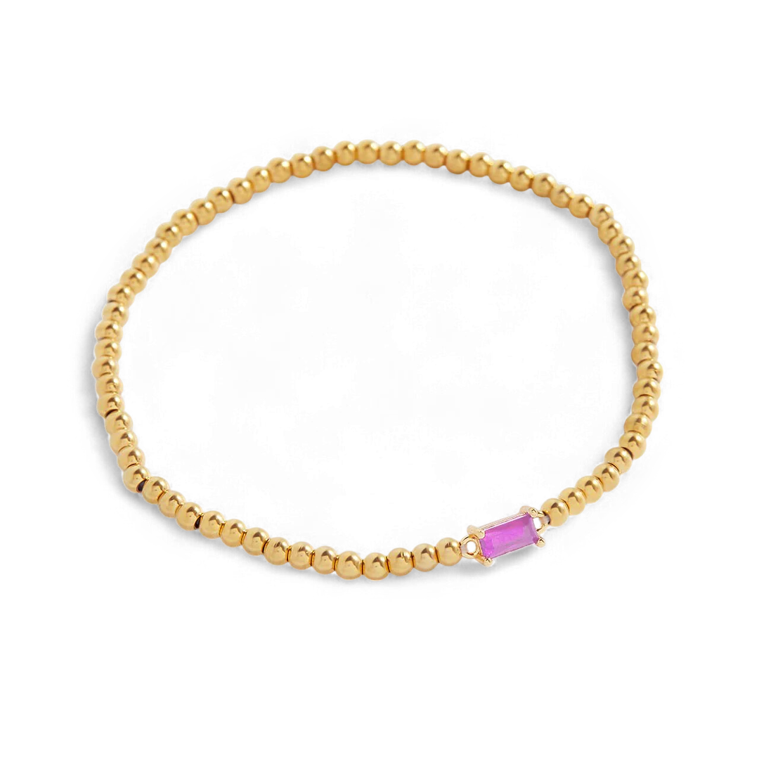 Gold Beaded Birthstone Bracelet