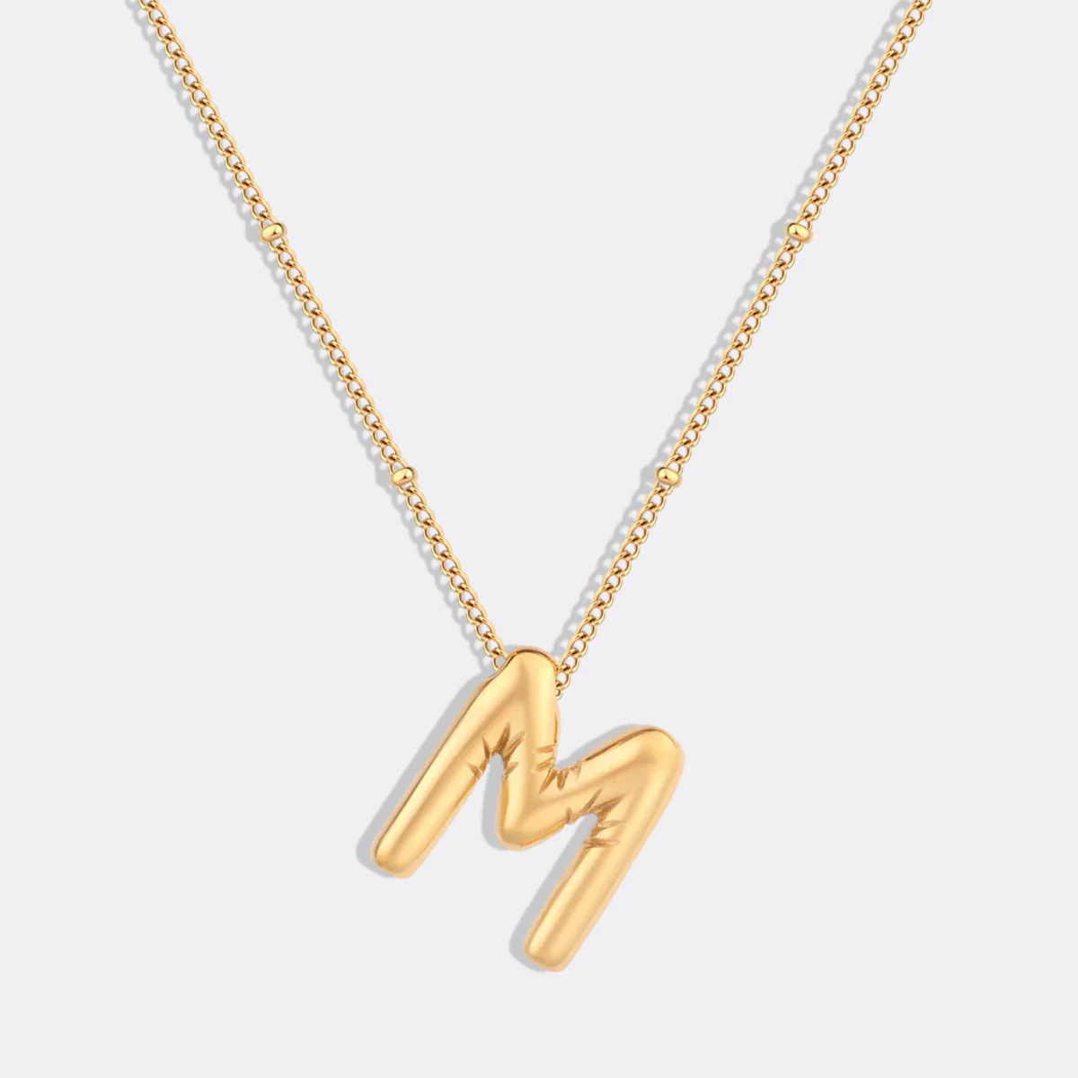 Balloon Initial Necklace with Satellite Chain