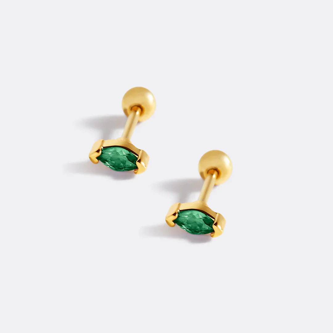 Marquis Gemstone Sleeper Stud Earrings