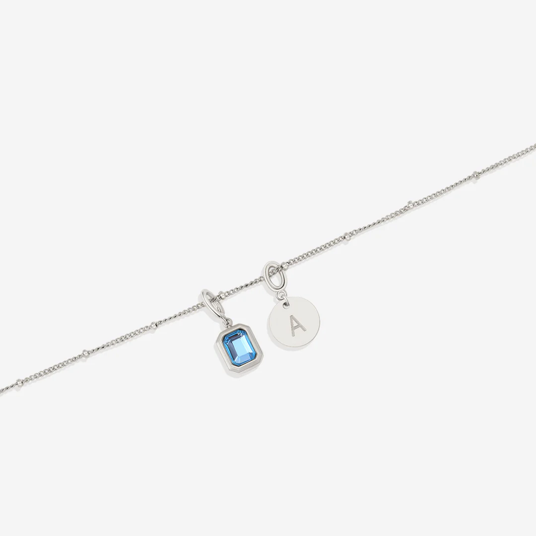 Baguette Birthstone & Initial Necklace
