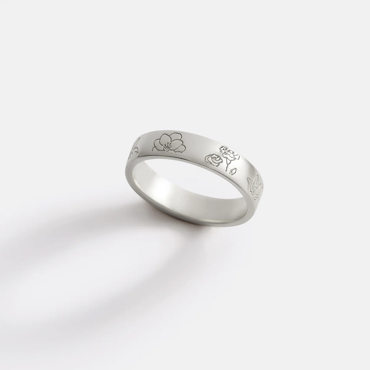 Personalized Stamped Flower Ring