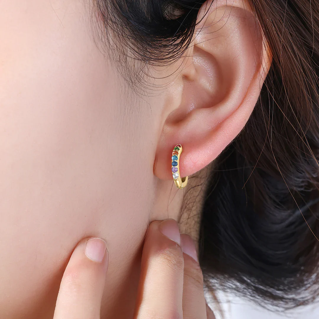 Gemstone Sleeper Huggie Hoop Earrings