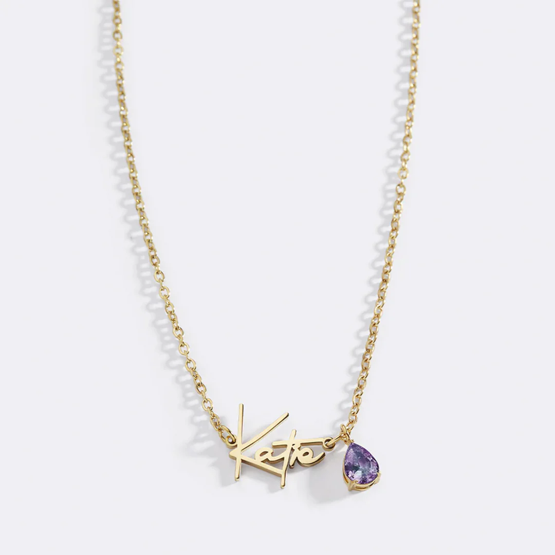 Handmade Birthstone Name Necklace