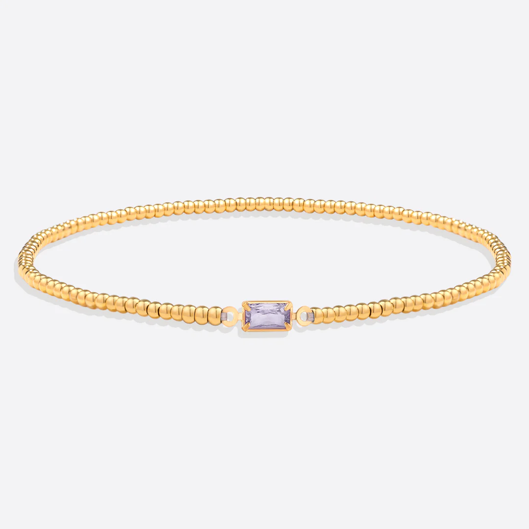 Gold Beaded Birthstone Bracelet