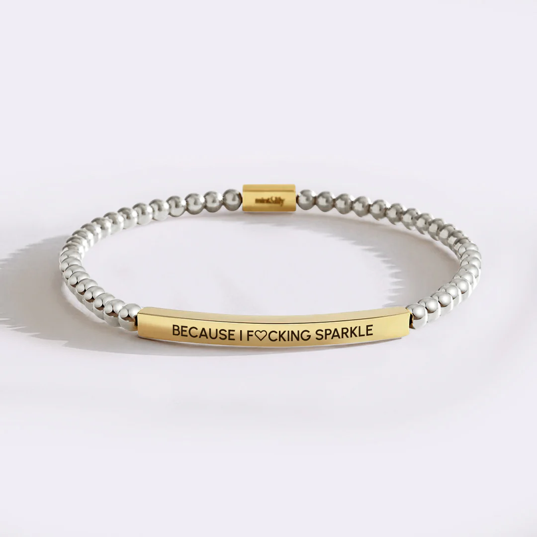 Because I Fing Sparkle Gold Beaded Inspire Bracelet
