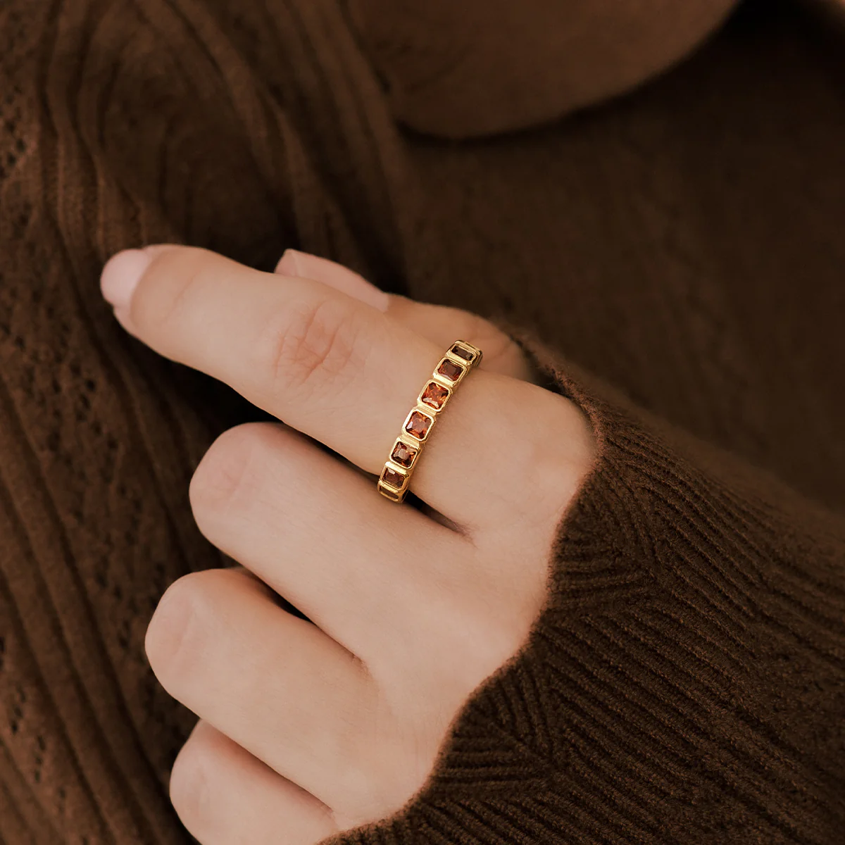 Asscher Cut Birthstone Eternity Ring