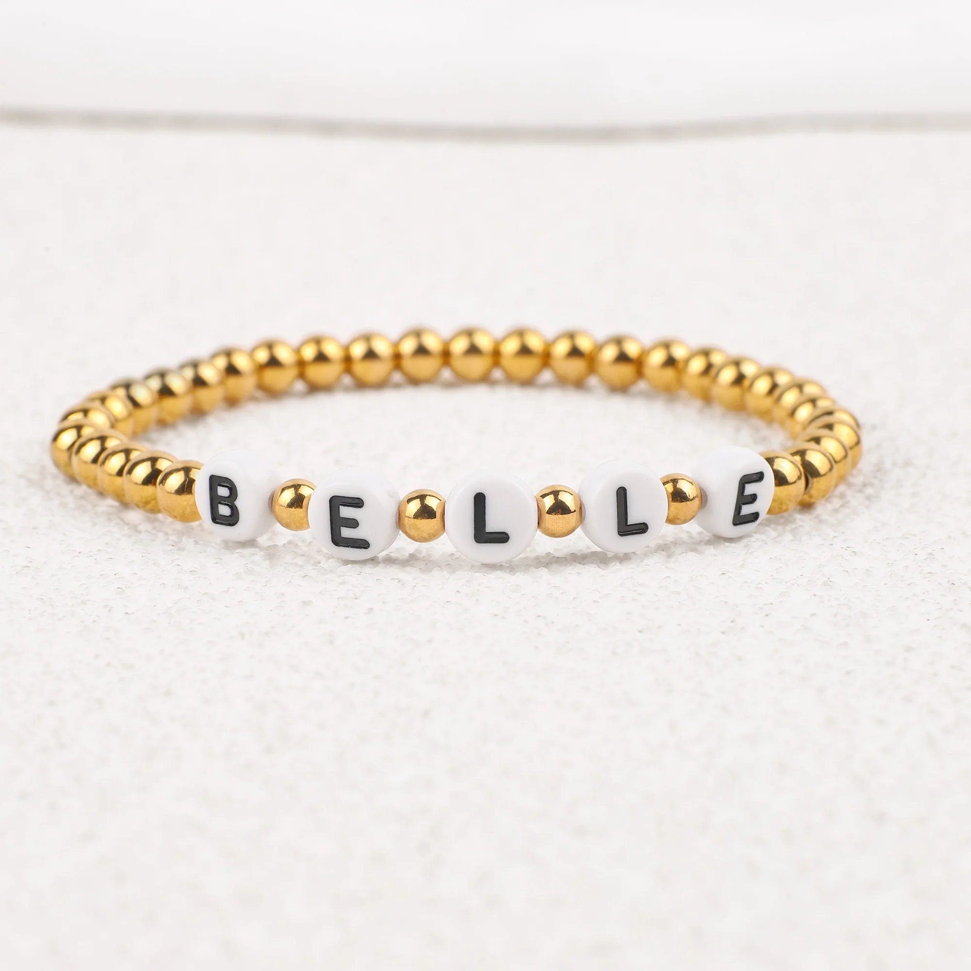 Custom Gold Beaded Name Bracelet