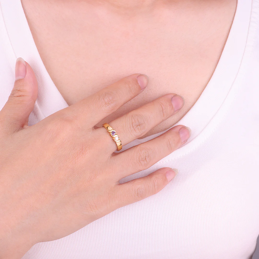 Personalized Wave Birthstones Ring