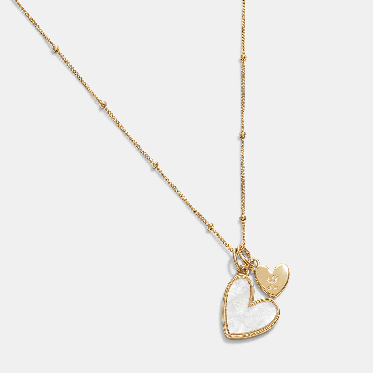 Mother Of Pearl Heart Initial Necklace