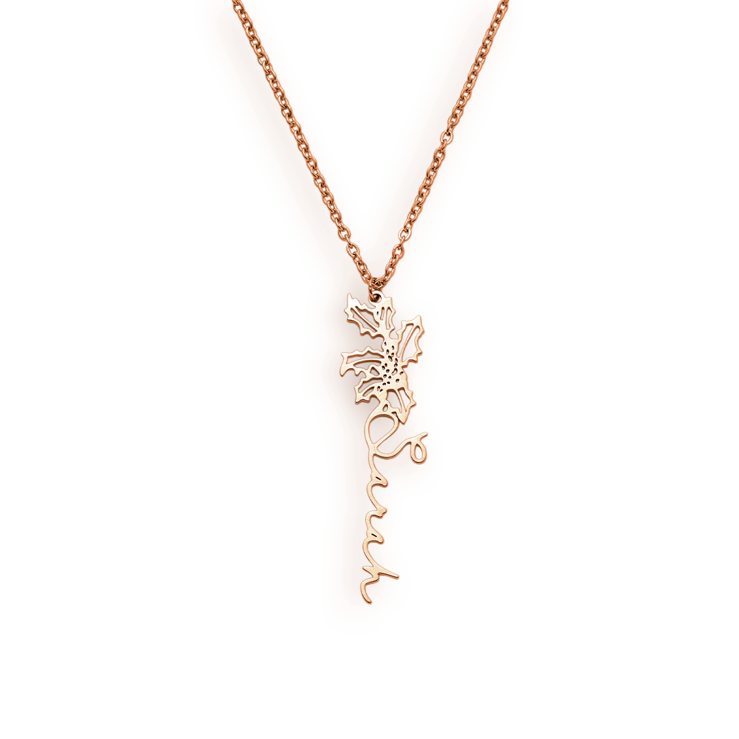 Birth Flower Name Necklace