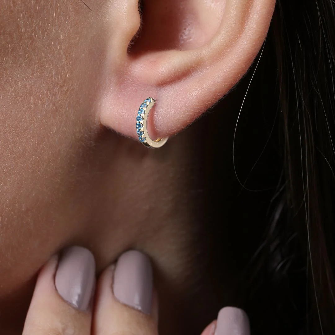 Gemstone Sleeper Huggie Hoop Earrings