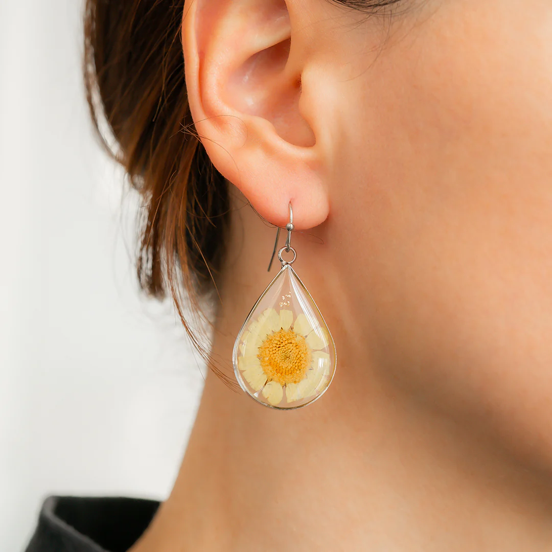 Pressed Birth Flower Earrings