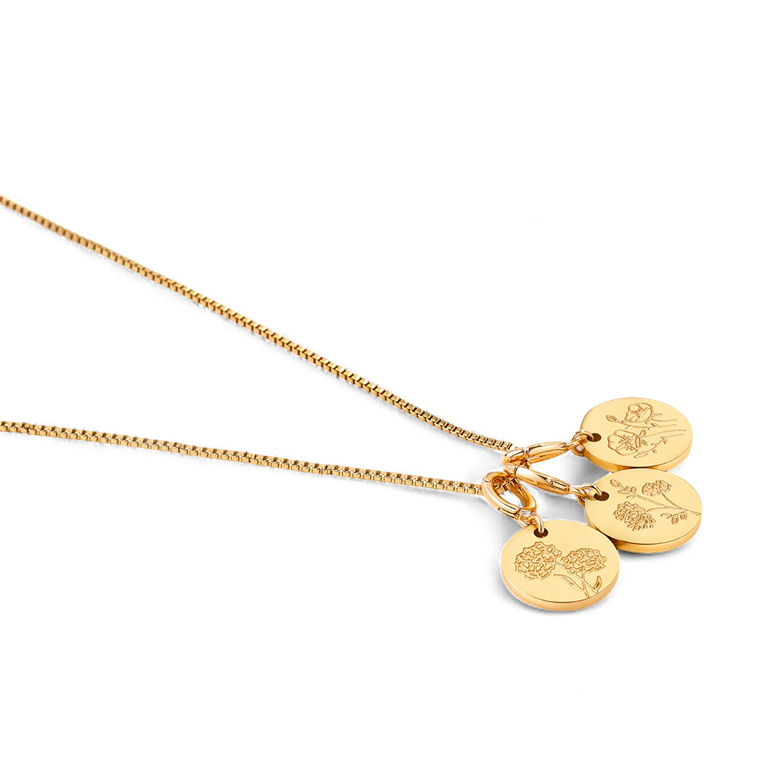Birth Flower Charm Stacking Necklace