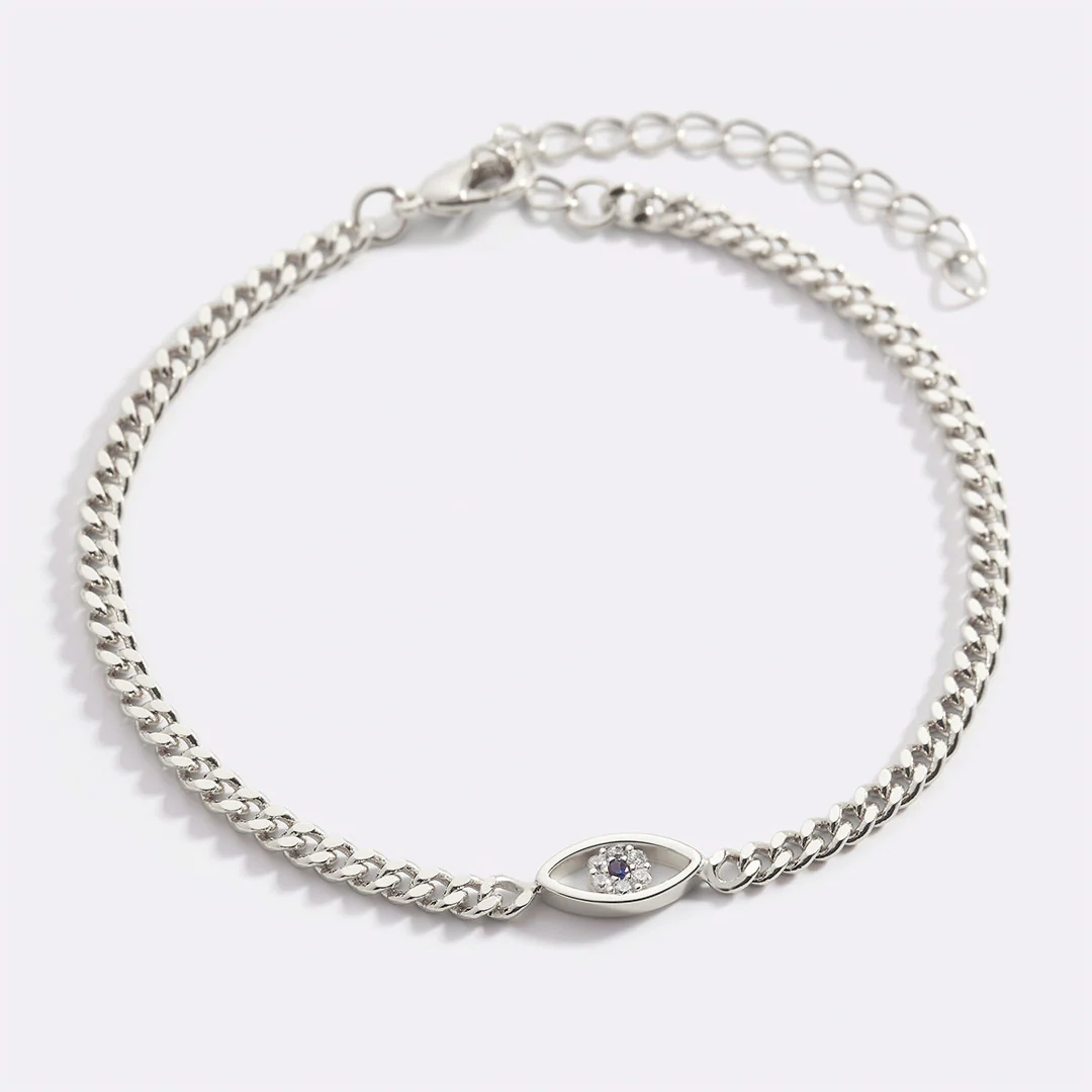 Dainty Cuban Link Chain Evil Eye Bracelet
