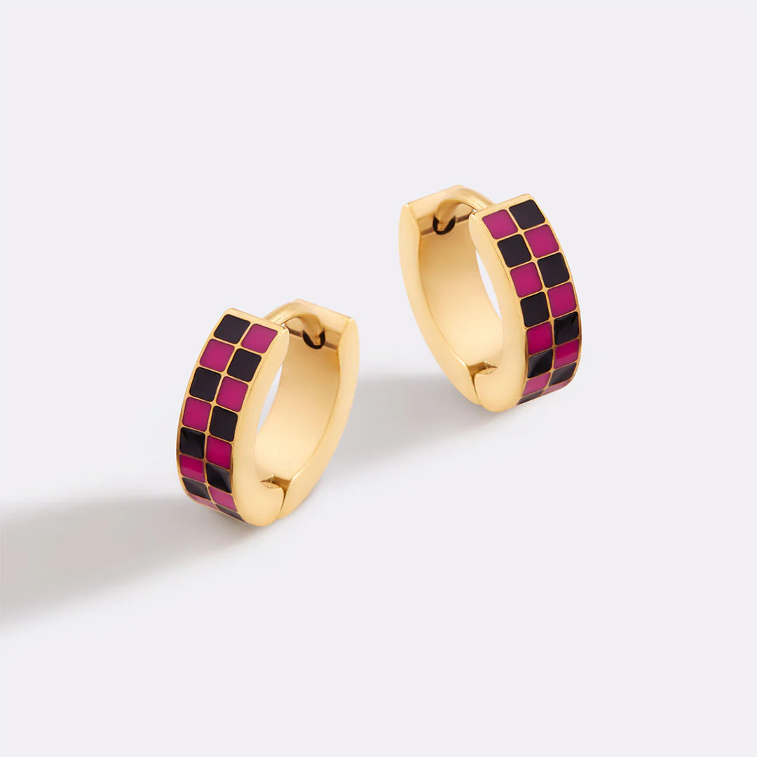 Checkered Hoop Earrings