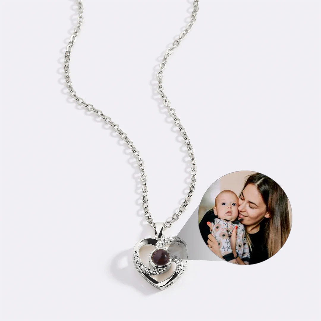 Center of My Heart Pave Photo Necklace