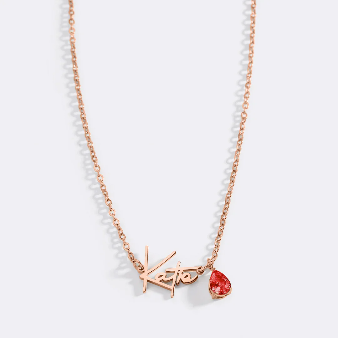Handmade Birthstone Name Necklace