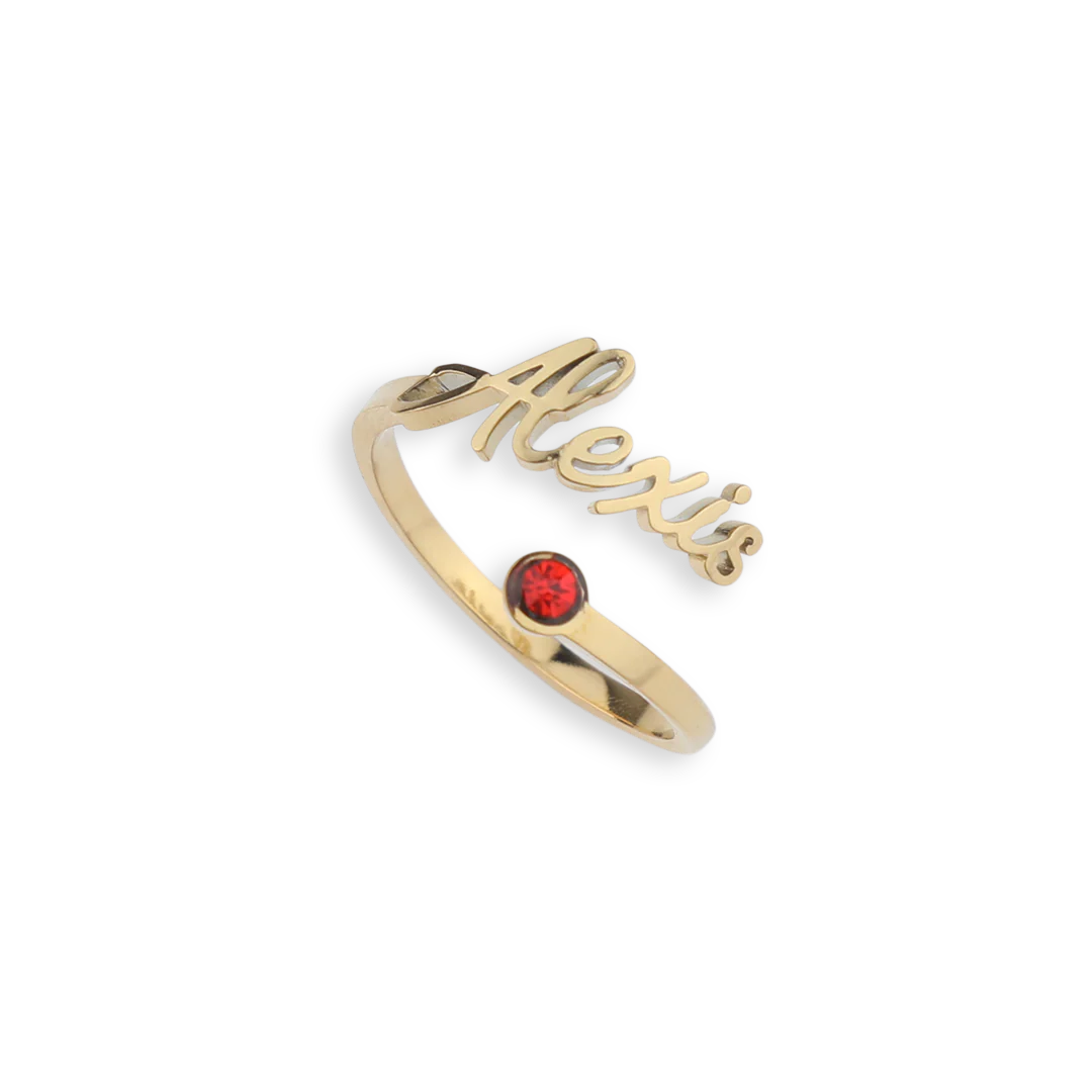 Custom Name Birthstone Ring