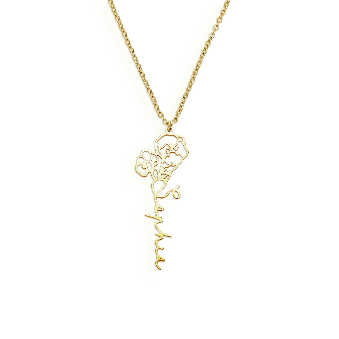 Birth Flower Name Necklace