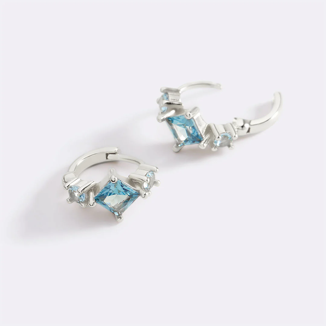 Aquamarine Huggie Hoops