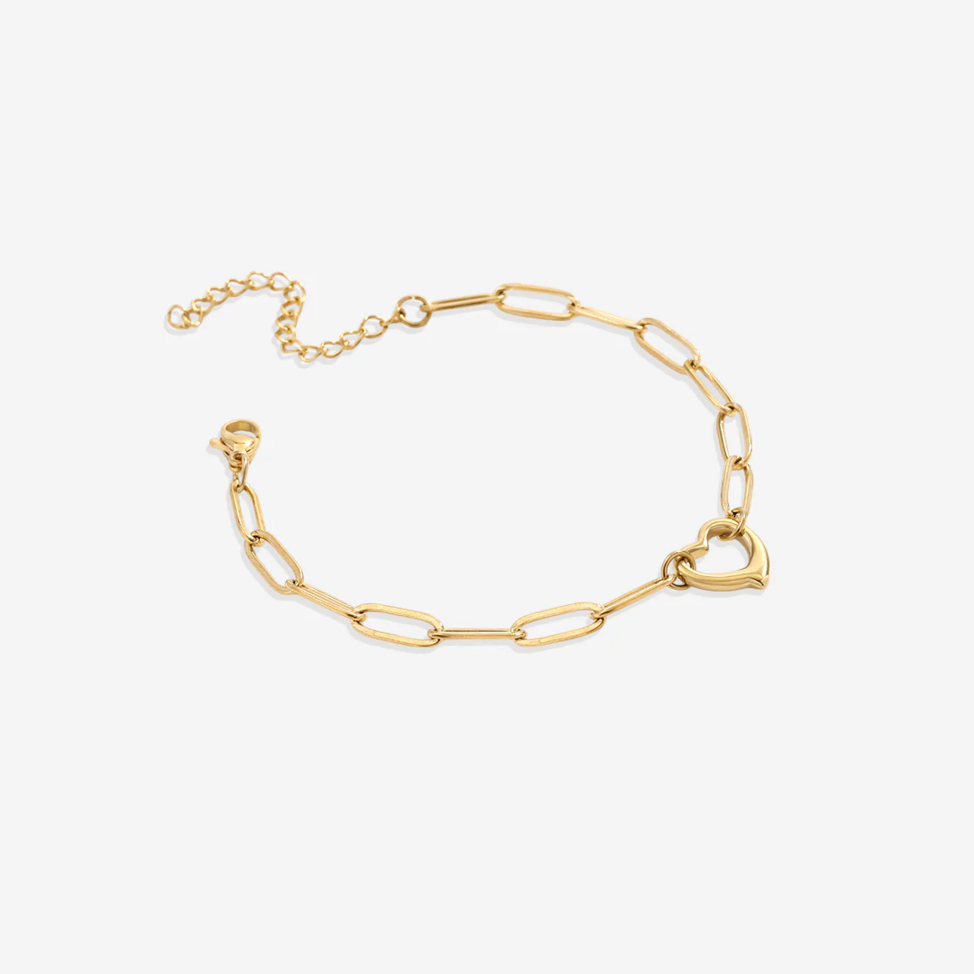 Open Heart Paperclip Chain Bracelet