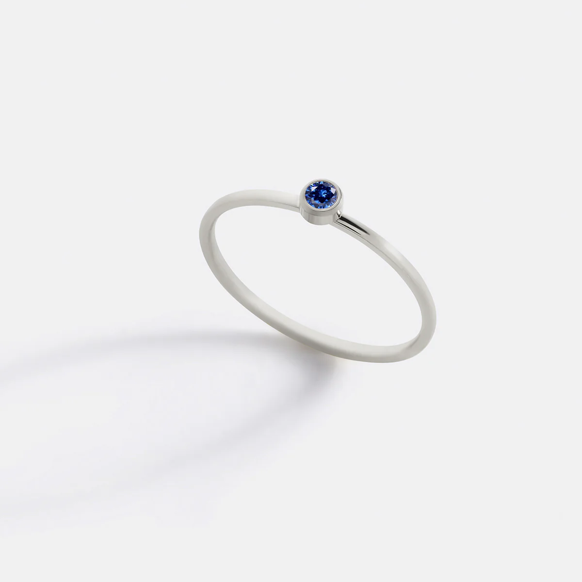 Minimalist Bezel-Set September Birthstone Stacking Band