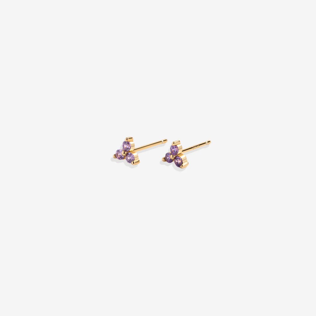Trinity Birthstone Stud Earrings