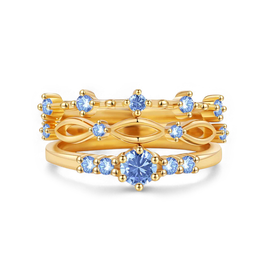 Braided Birthstone Stacking Ring Set