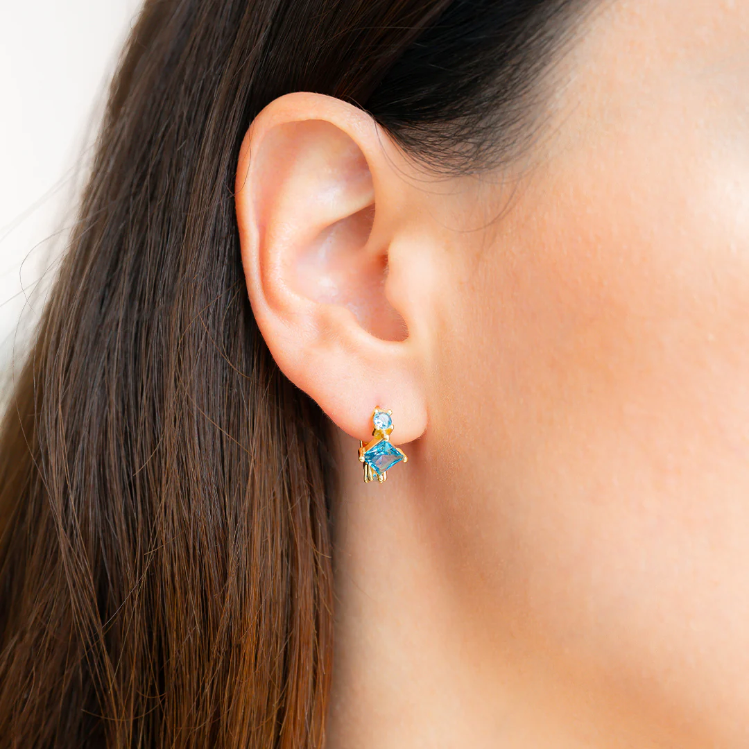 Aquamarine Huggie Hoops