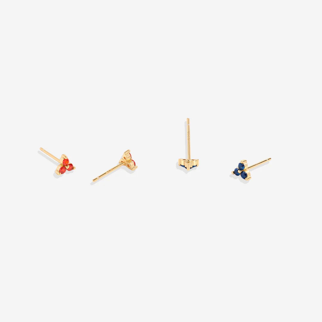 Trinity Birthstone Stud Earrings