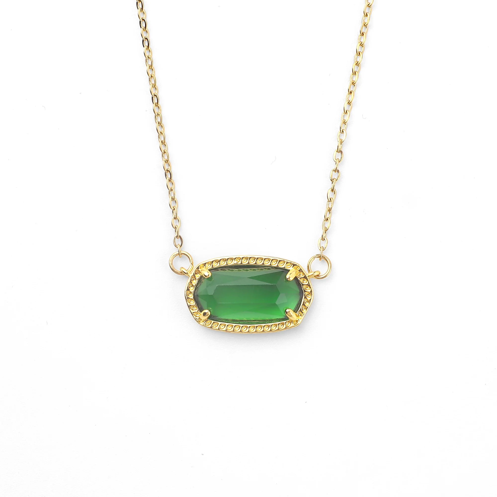 Oval Birthstone Pendant Necklace