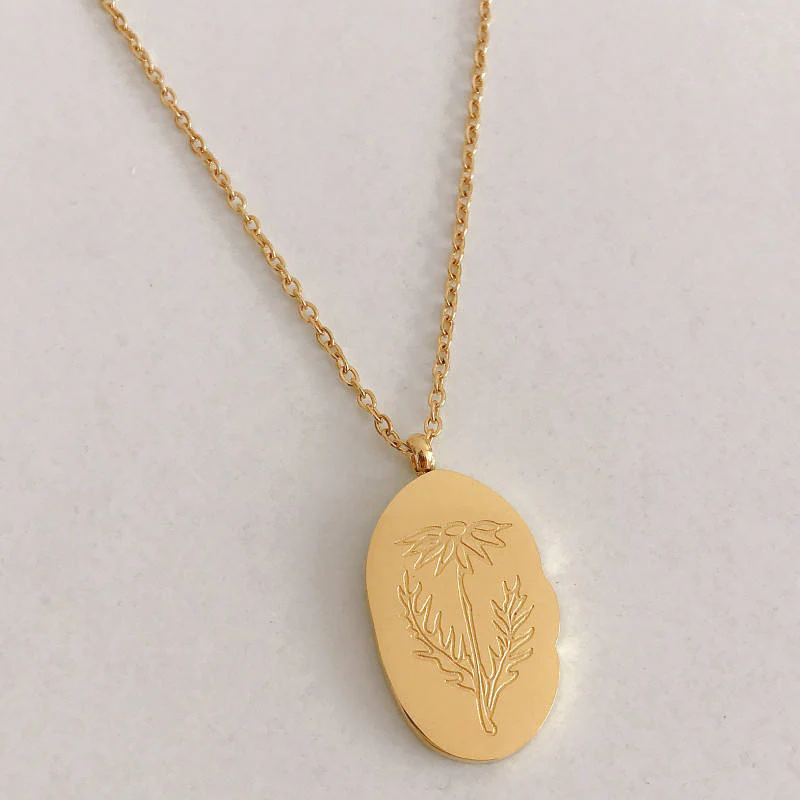 Gold Birth Flower Pendant Necklace