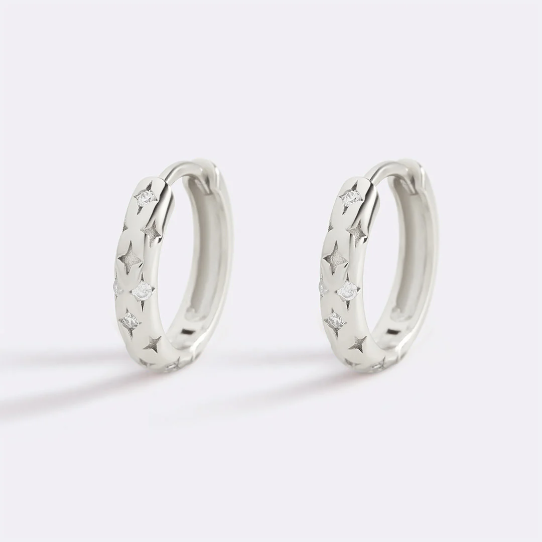 Falling Stars Huggie Hoop Earrings