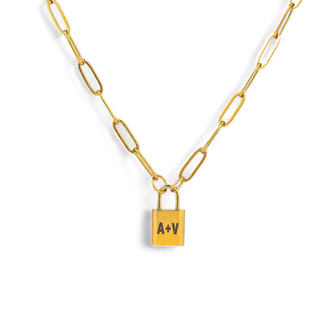 Initial Lock Pendant Necklace