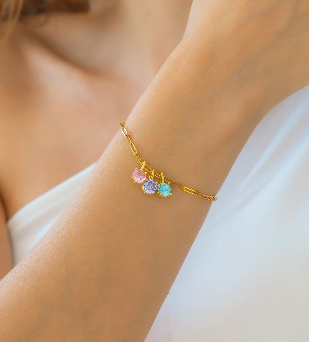 Round-Cut Birthstone Bracelet