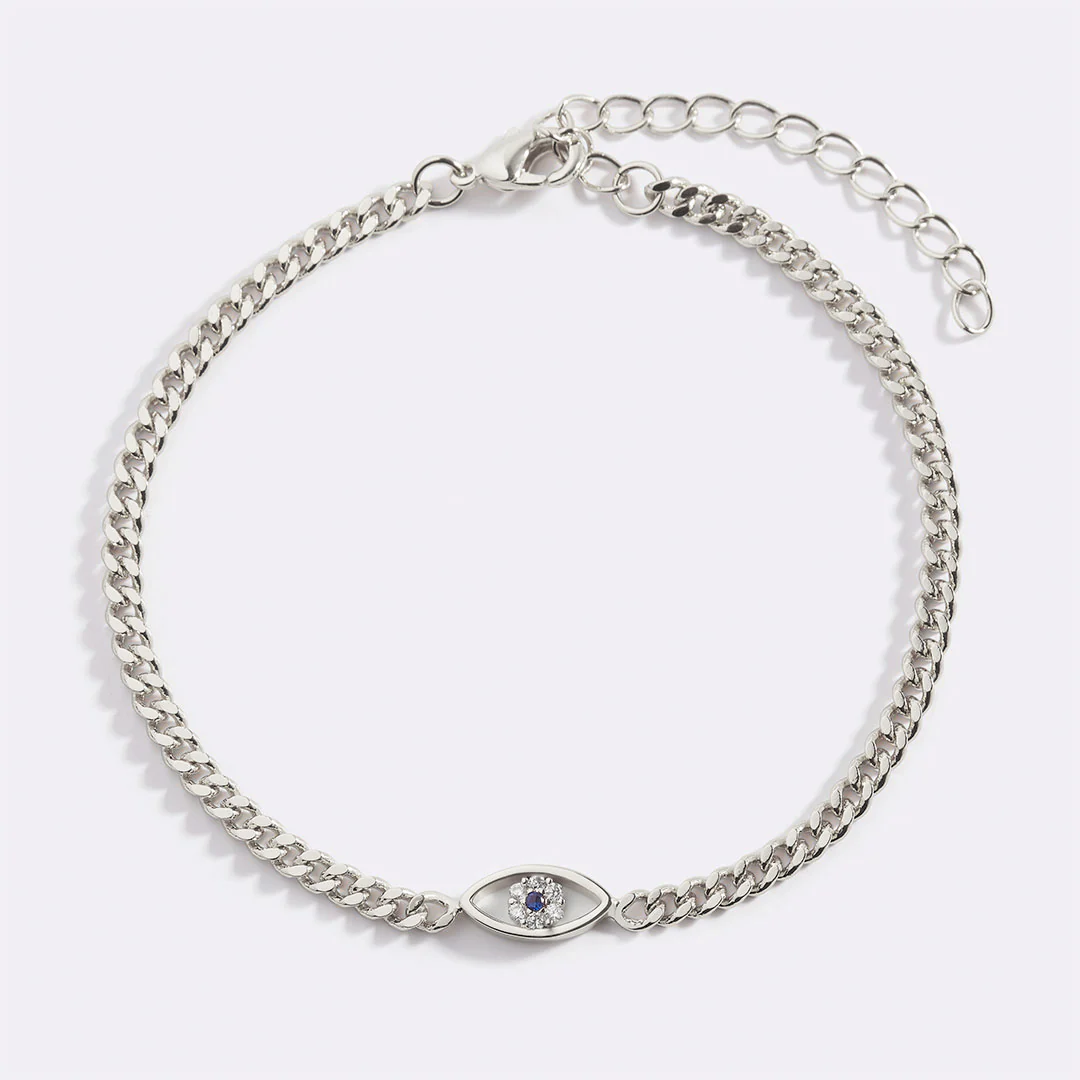 Dainty Cuban Link Chain Evil Eye Bracelet